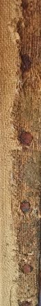 Detalle macro de la trama gruesa de un lienzo de arpillera en una pintura barroca española analizada por Antonio Feijoo.